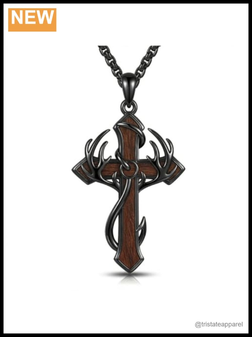 Sterling Silver Fish Hook Cross Pendant Necklace 22in Box Chain Unisex